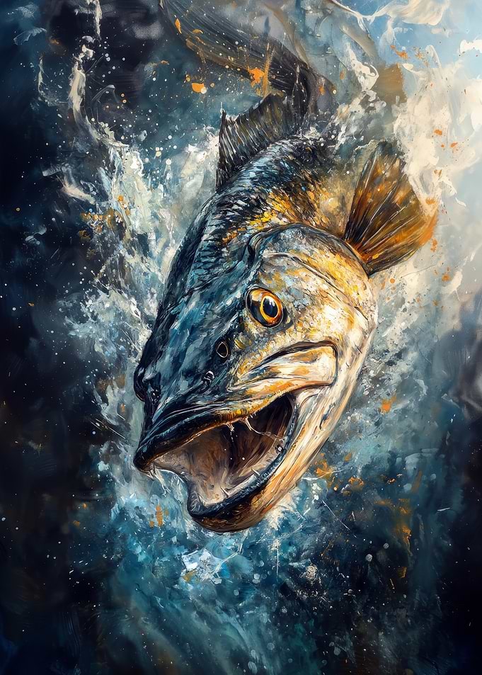 Fish in Water Painting | | Blue Storm Fish Poster