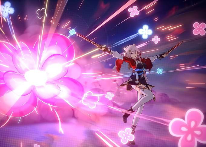 Anime Girl with Pink Floral Attack