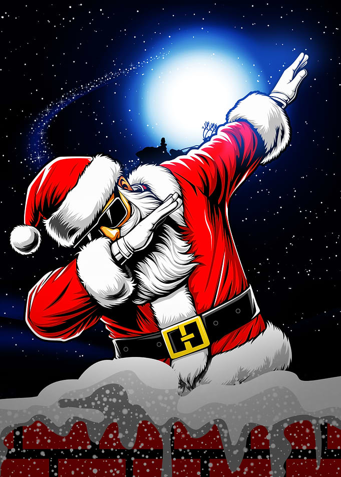 Dabbing Santa Claus in the Night