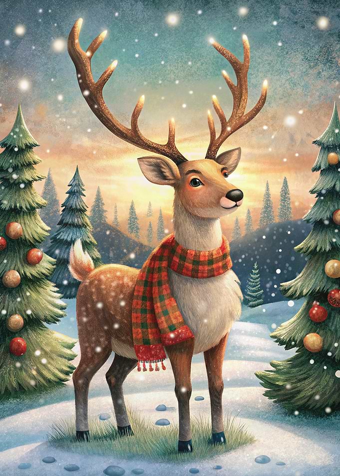 Christmas Deer in Winter Wonderland