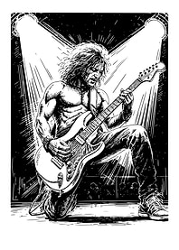 Guitarist in Spotlight Black and White
