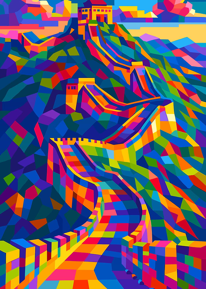 Colorful Great Wall of China Art