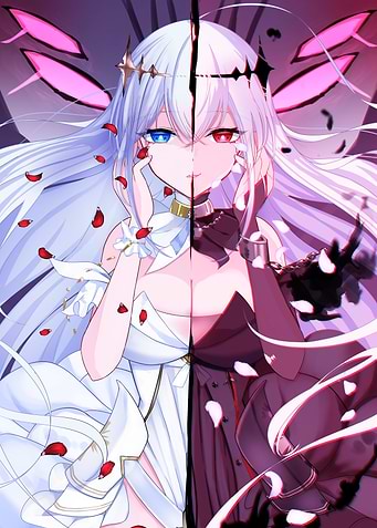 Duality Girl with Rose Petals