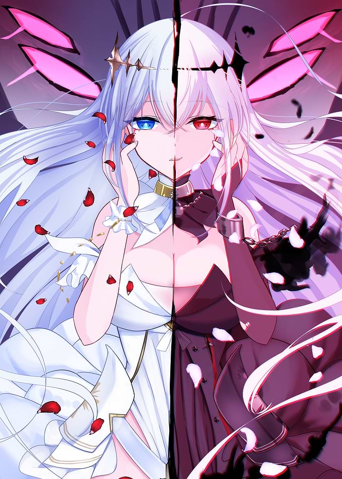 Duality Girl with Rose Petals