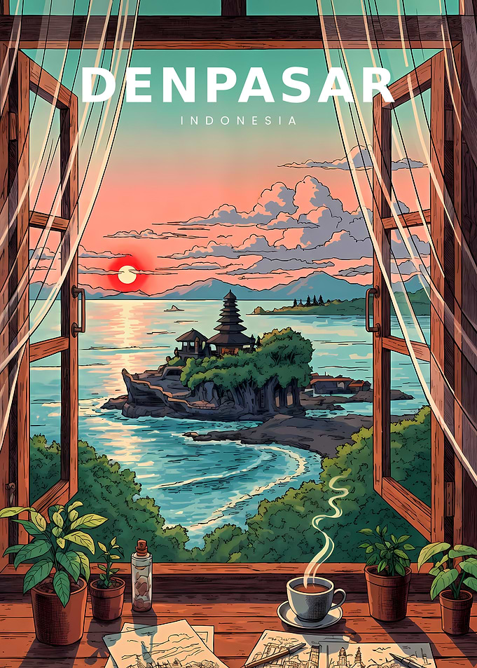 Bali Island Through the Morning Window