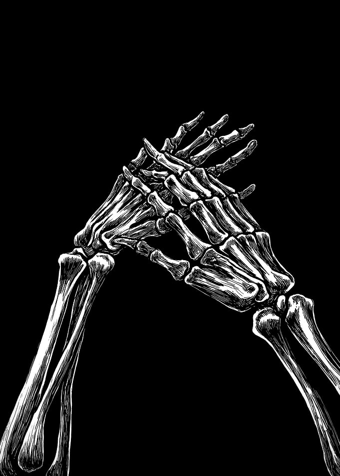 Skeletal Hands Intertwined