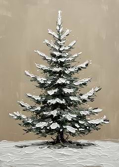 Snowy Christmas Tree Painting