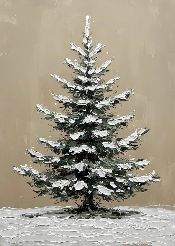 Snowy Christmas Tree Painting