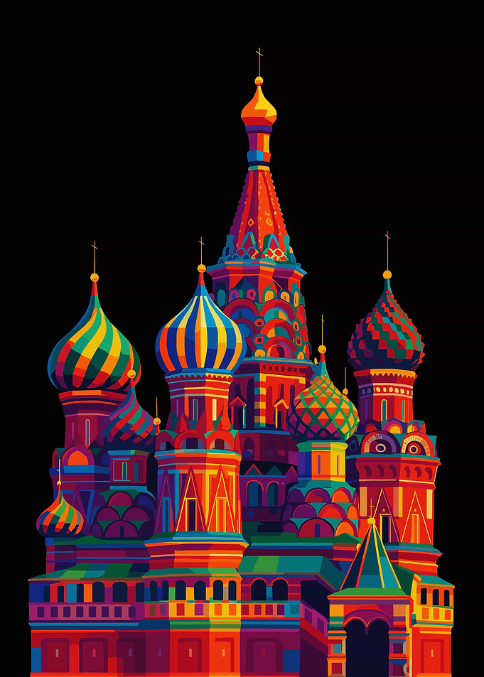 Colorful St. Basil's Cathedral Illustration