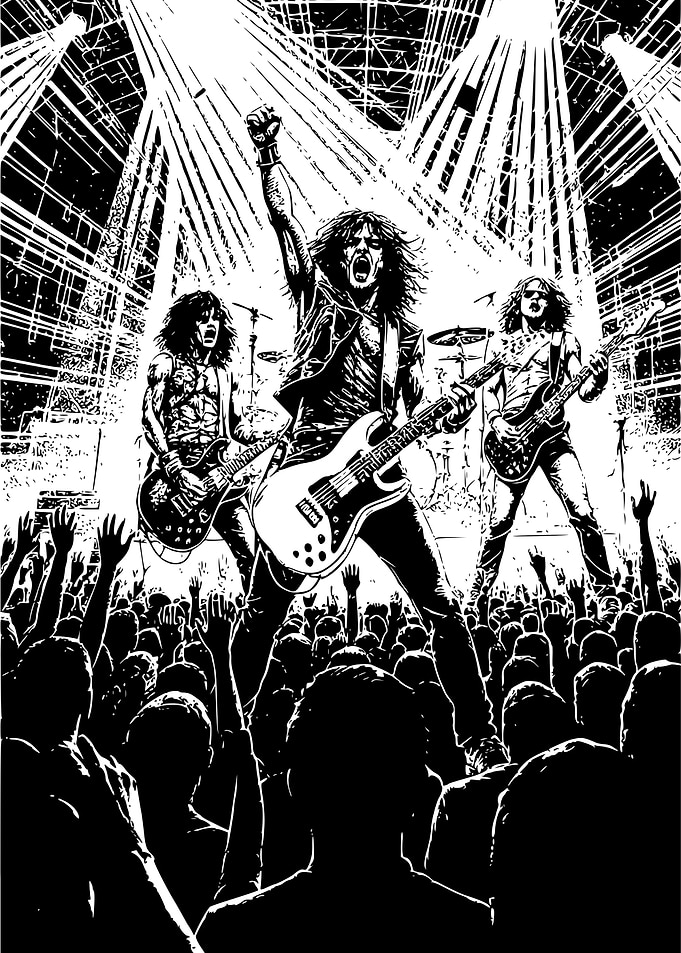 Rock Band Concert Black and White