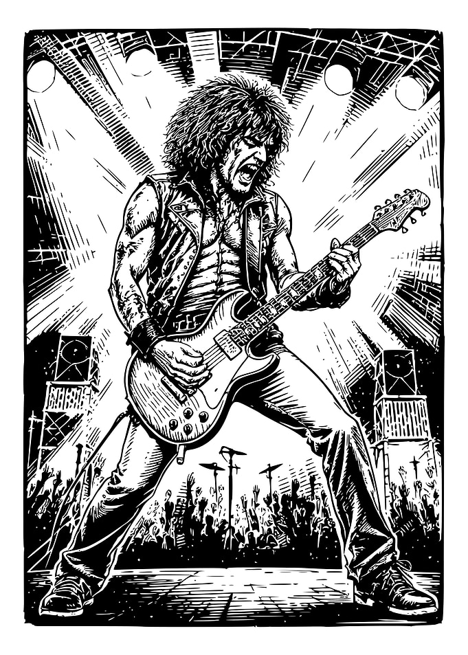 Rock Concert Guitarist Illustration