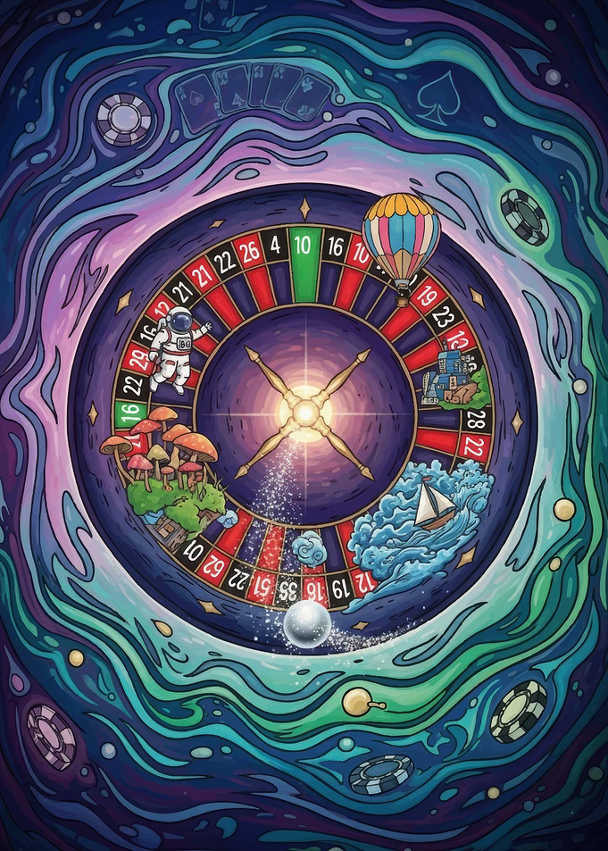 Surreal Roulette Wheel Illustration