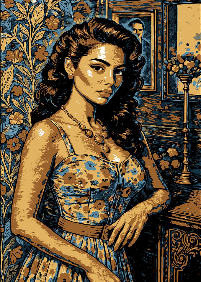 Elegant Woman Portrait in Vintage Style