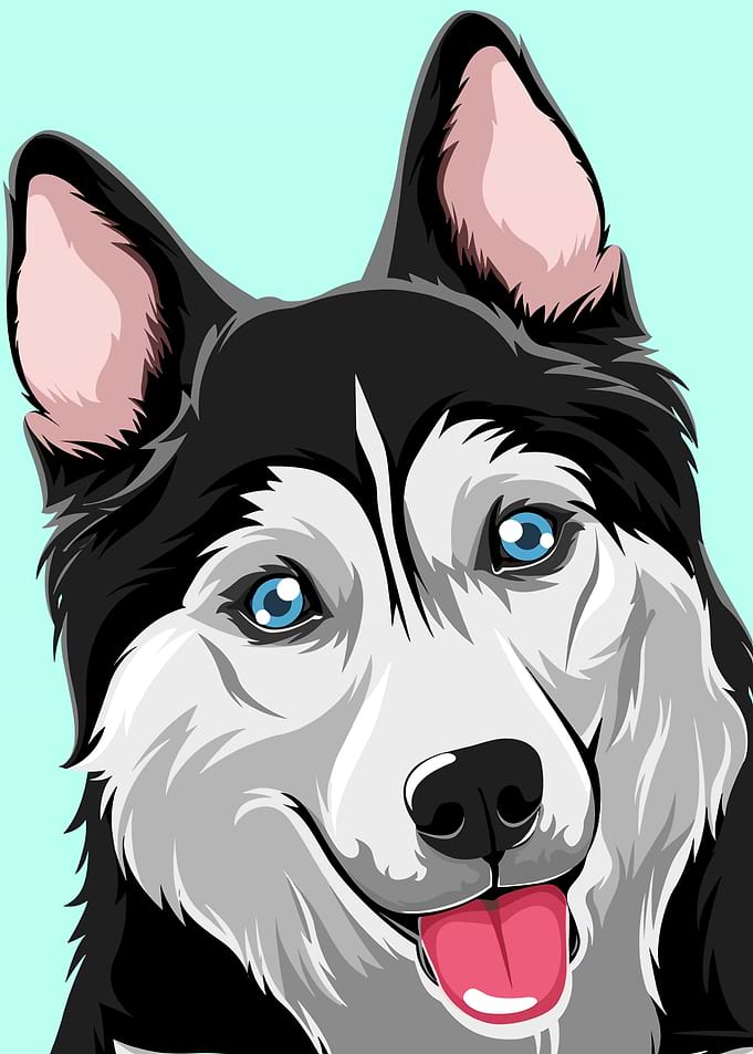 Cartoon Husky Portrait