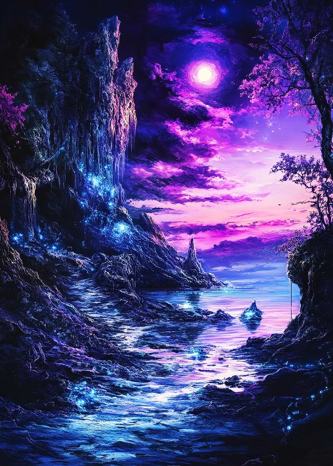 Fantasy Landscape with Moonlit Water