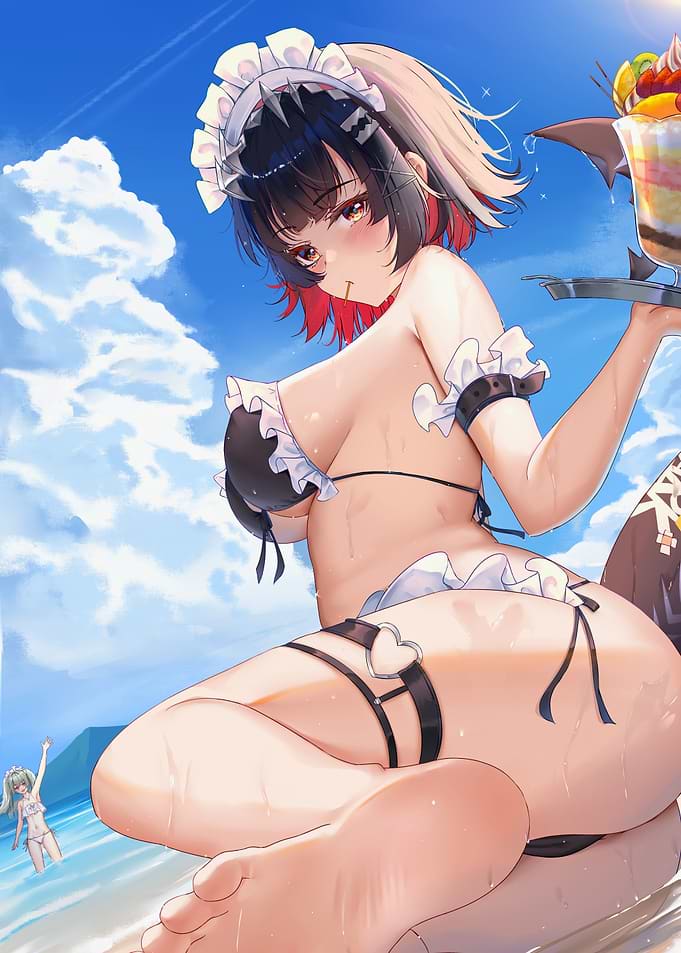 Girl in Bikini with Dessert