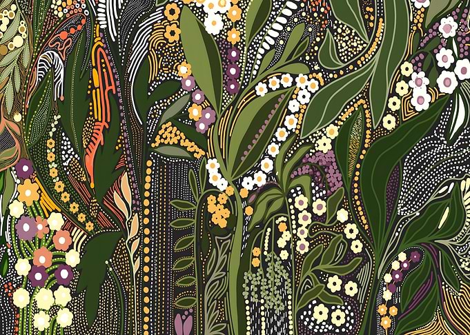 Floral Pattern with Dark Background