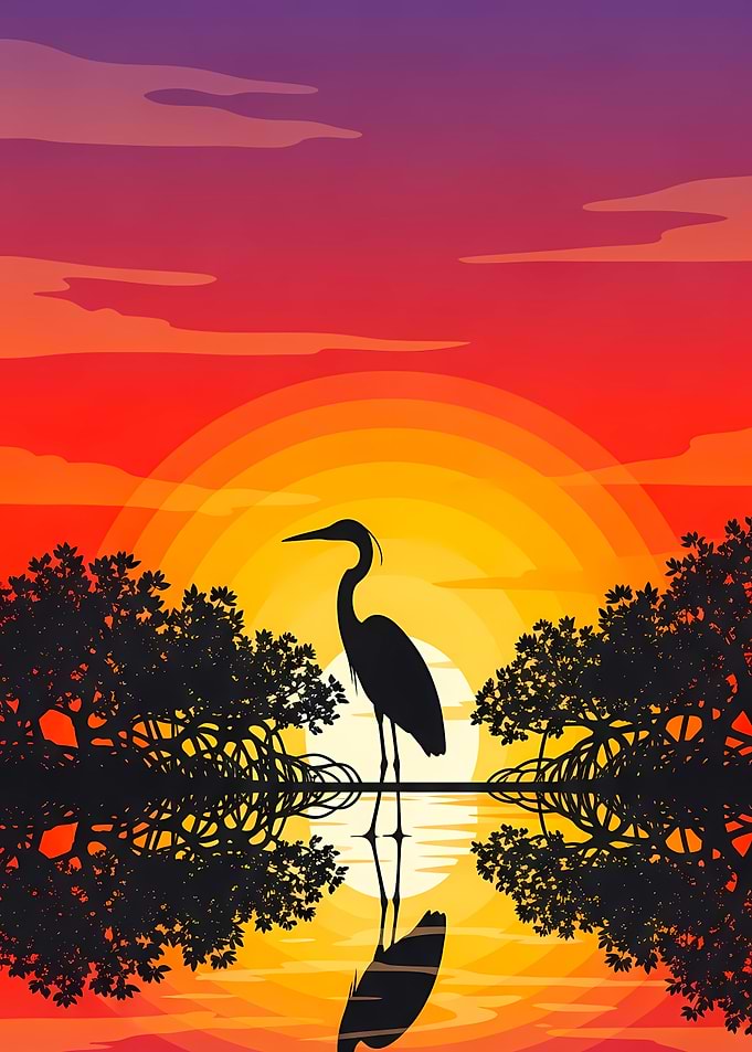 Heron Silhouette at Sunset