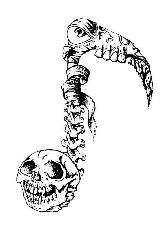 Creepy Skull Music Note Illustration