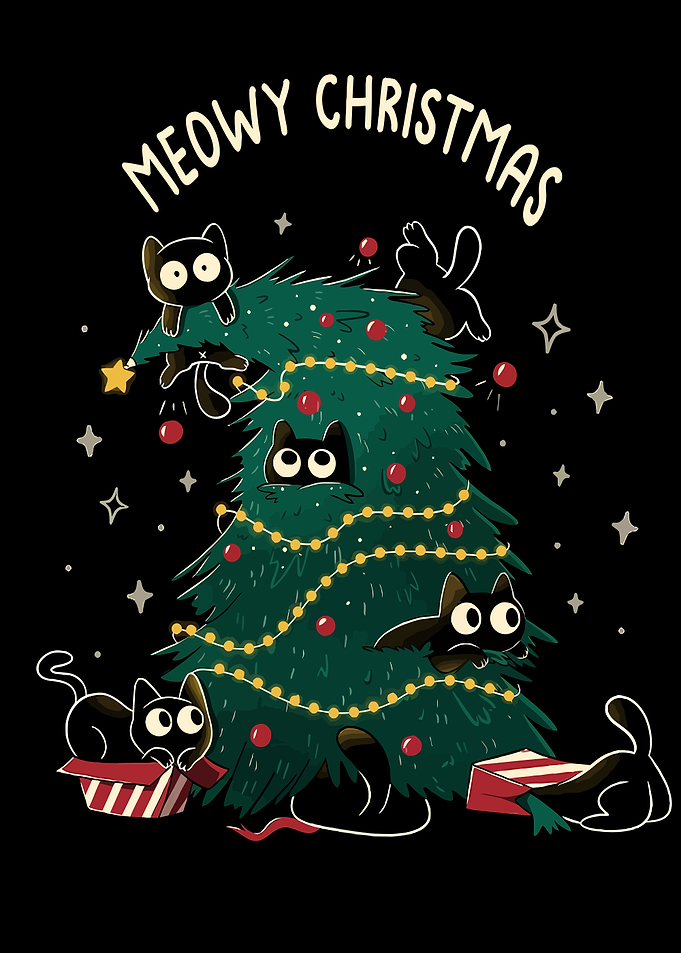 Meowy Christmas Cats and Tree