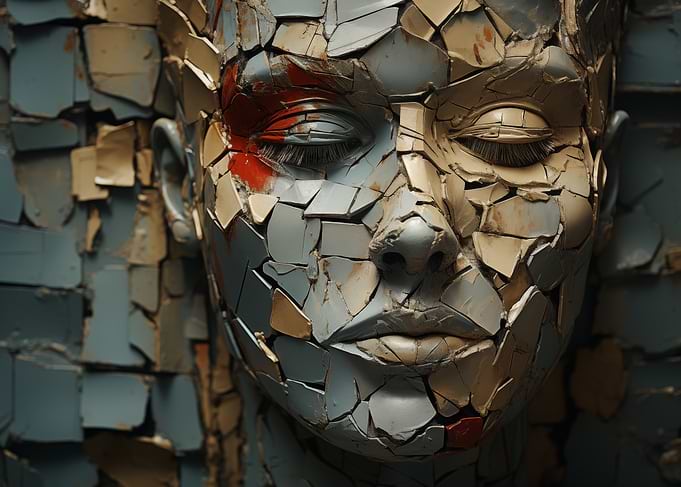 Mosaic Face Sculpture