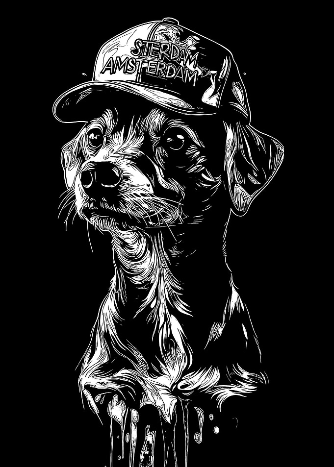 Dog with Amsterdam Cap Illustration