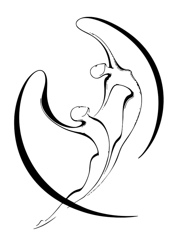 Abstract Dance Duo in Black and White