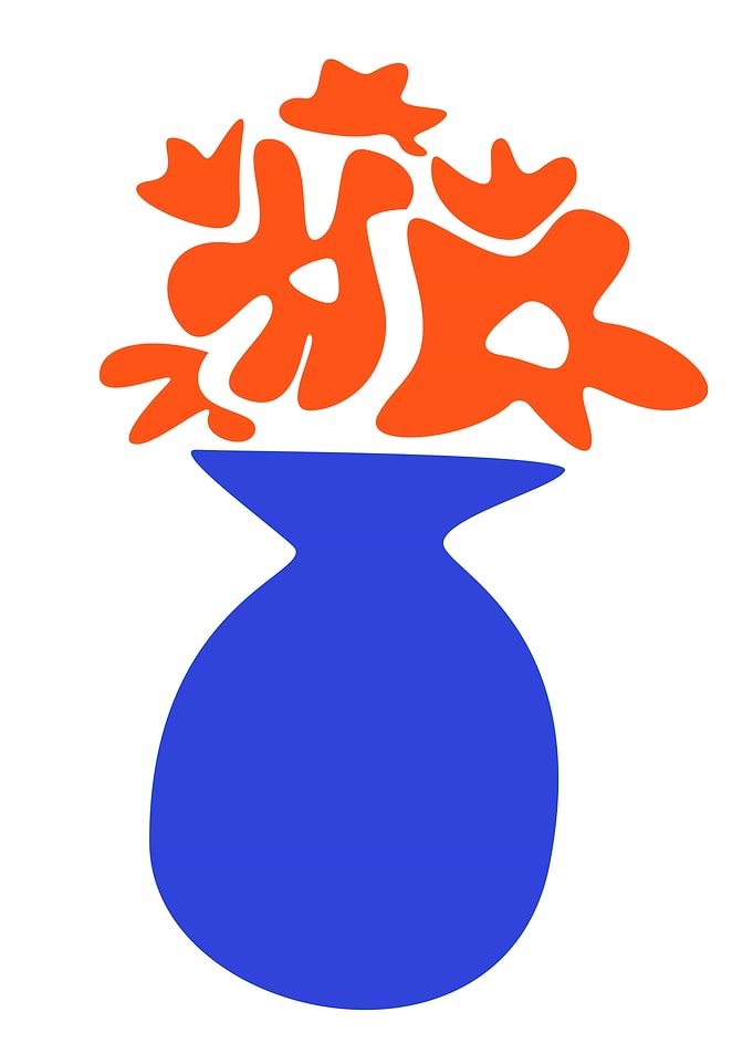 Orange Flowers in Blue Vase