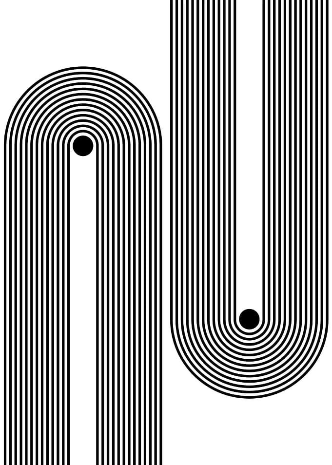 Abstract Black and White Line Art