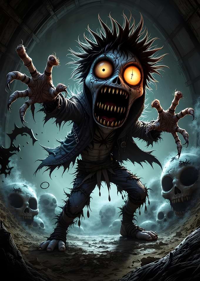 Cartoon Zombie with Glowing Eyes