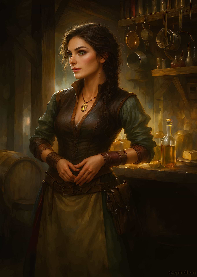 Medieval Woman in Tavern