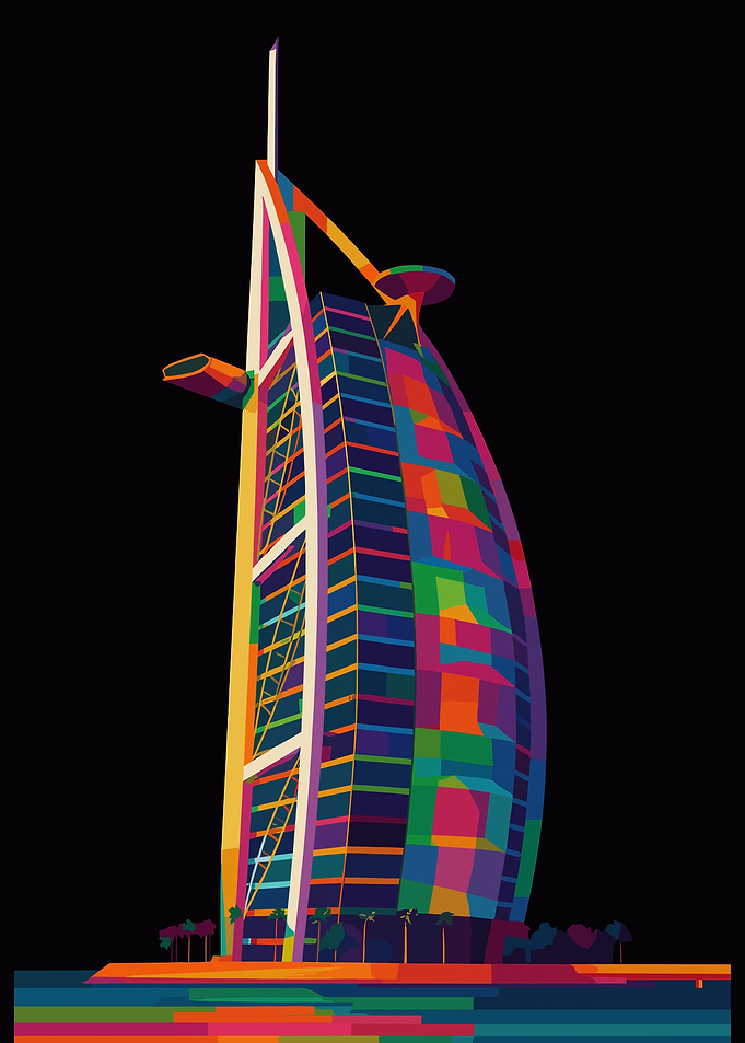 Burj Al Arab Colorful Pop Art