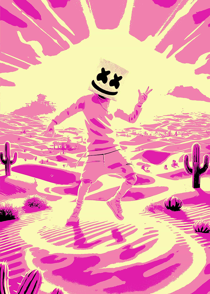 Marshmello in Desert Landscape
