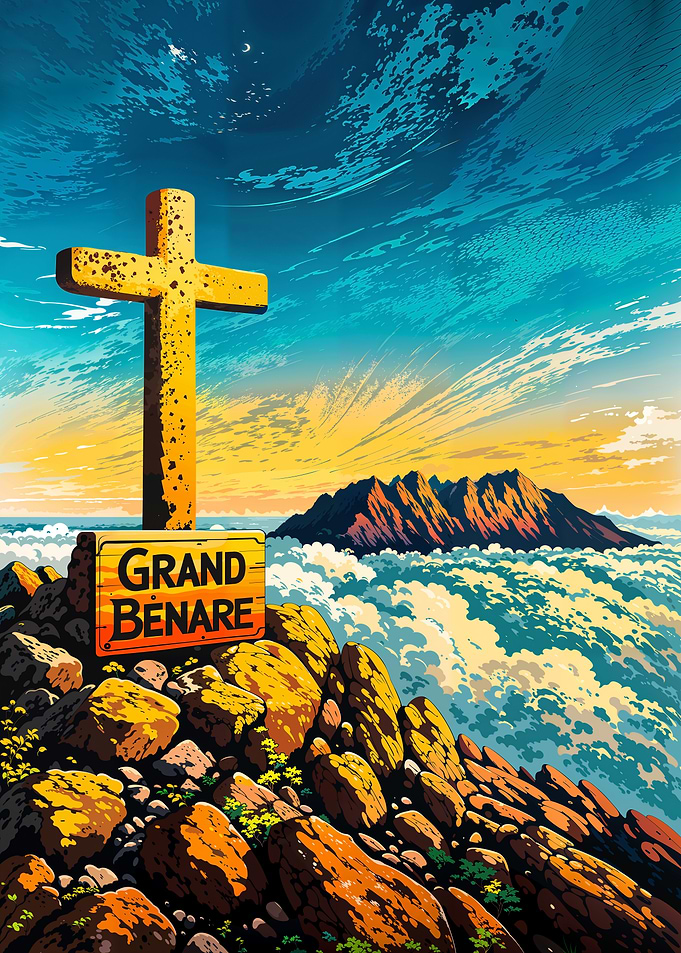 Grand Benare Mountain Peak Illustration