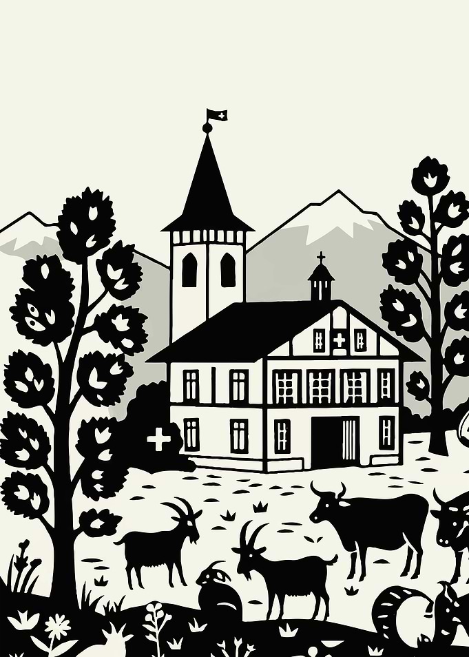 Swiss Countryside Silhouette