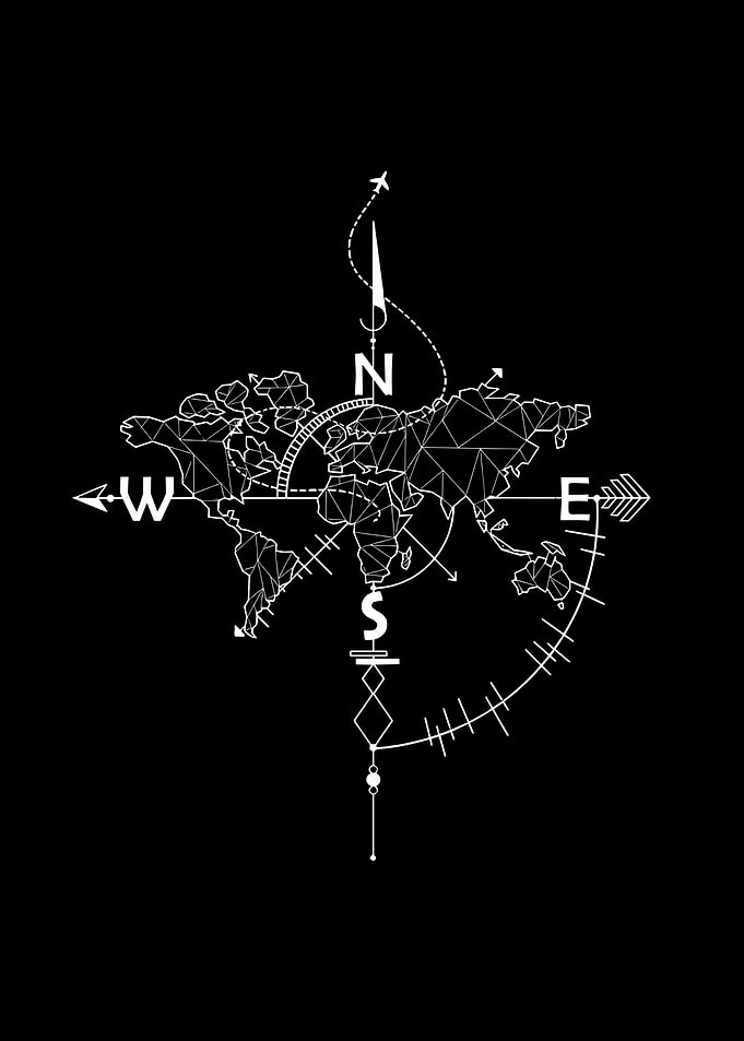 World Map Compass