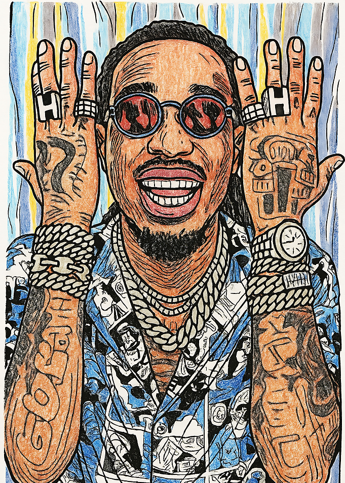 Quavo Portrait with Tattoos and Jewelry