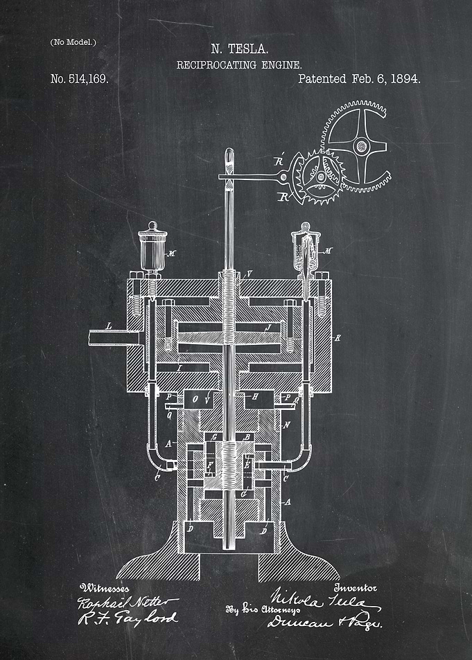 Nikola Tesla Reciprocating Engine Patent