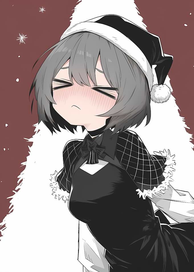 Anime Girl in Santa Hat