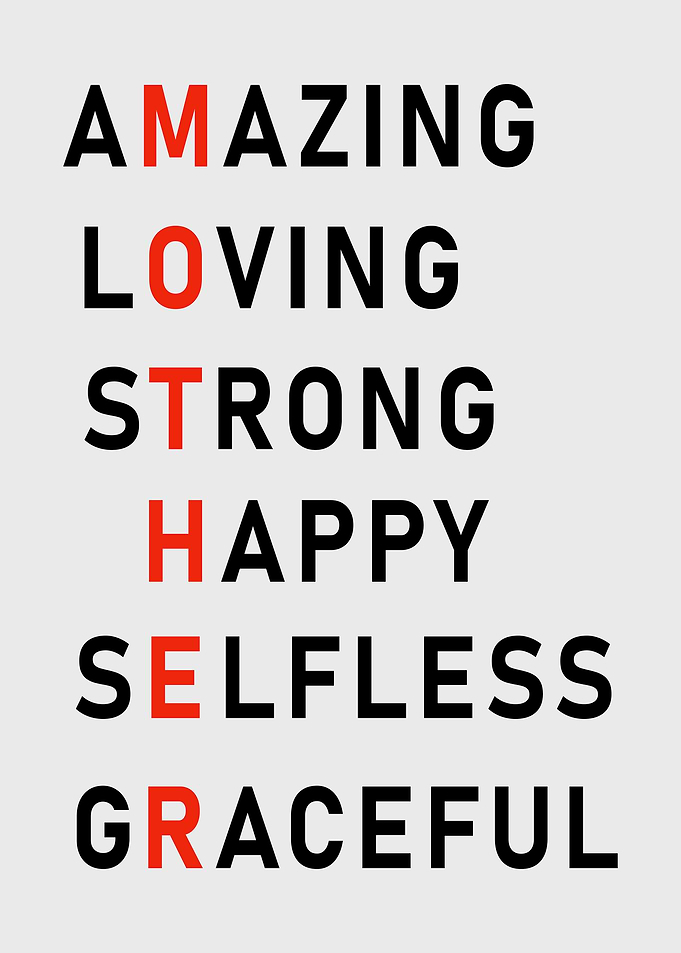 Mother Acronym: Amazing, Loving, Strong...