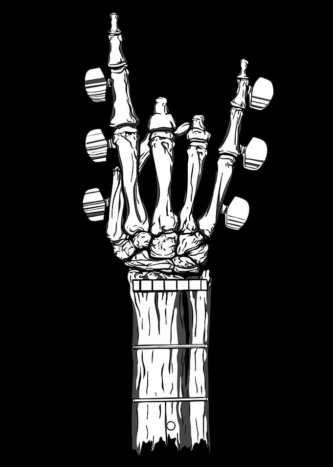 Skeleton Hand Guitar Rock On