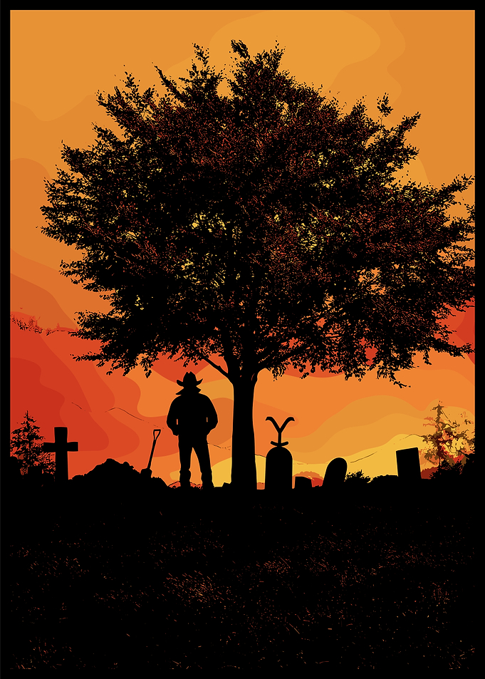 Silhouette of Cowboy at Cemetery