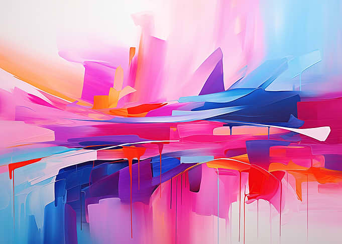 Abstract Painting with Pink and Blue