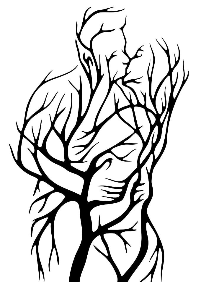 Tree Kiss Silhouette