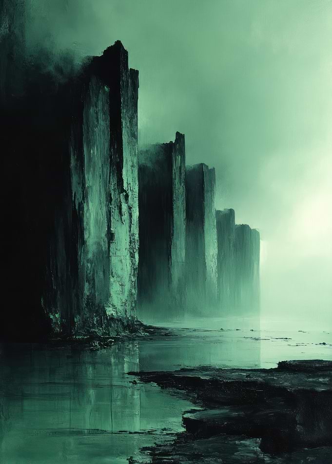 Monochromatic Fantasy Landscape with Cliffs
