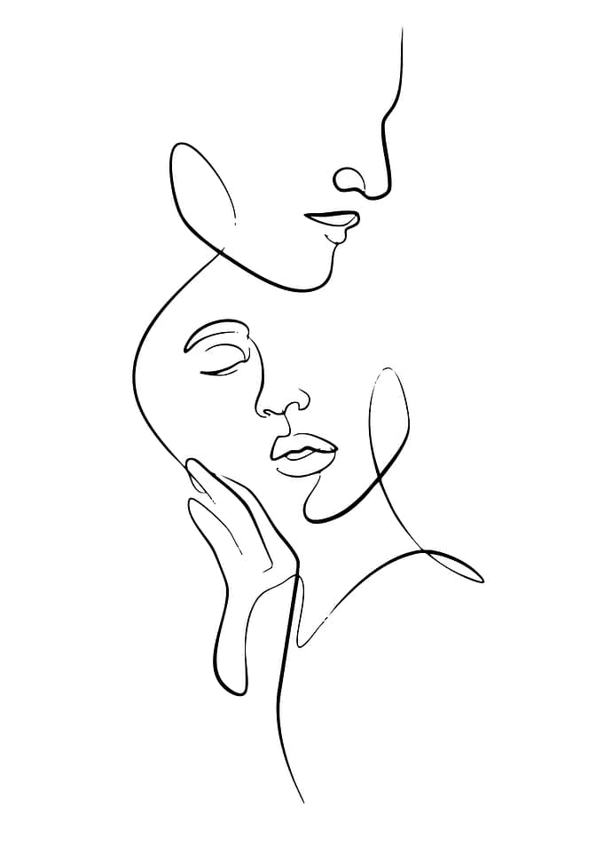 Minimalist Line Art: Couple Portrait