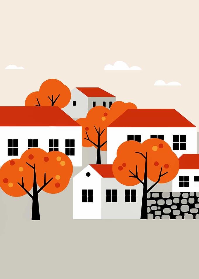 Autumn Village Illustration