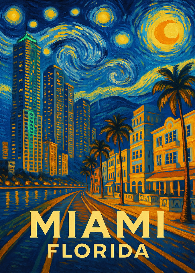 Miami Florida Van Gogh Style Painting