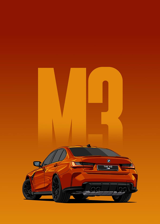 Orange BMW M3 Illustration