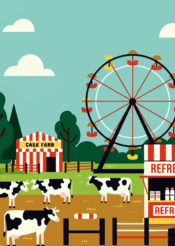 Cartoon Farm Fair Scene